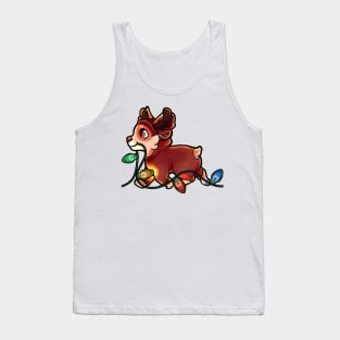 Corgi in a reindeer outfit carrying lights Tank Top